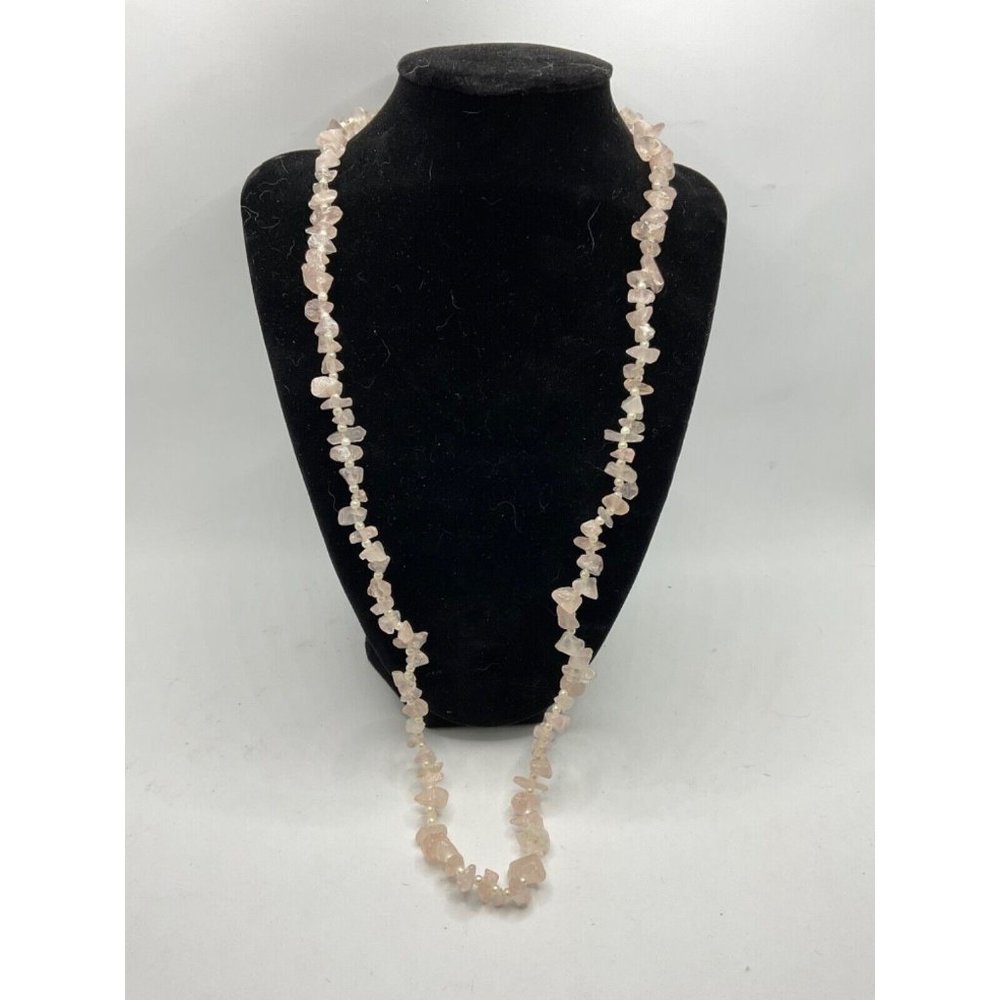 VTG Pearl and Rose Quartz Necklace~Dauplaise Clasp 18”